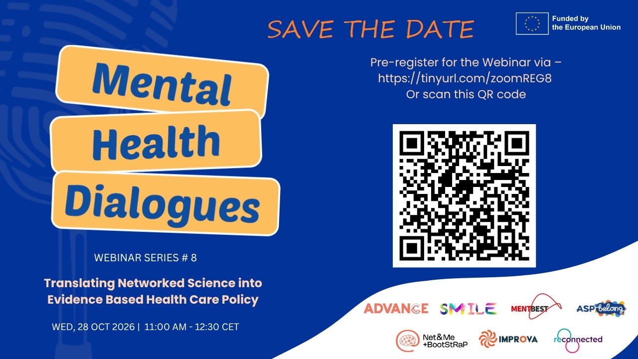 Mental Health Dialogues webinar series #8 – Translating Networked Science into Evidence Based Health Care Policy, 28 October 2026